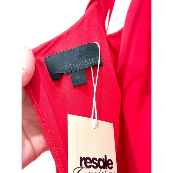 INTERMIX Gabrielle Sleeveless Scoop Neck Ruffle Hem Jumpsuit Red Women's 0 - Picture 5 of 6